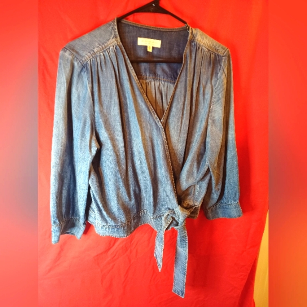 Denim wrap around blouse